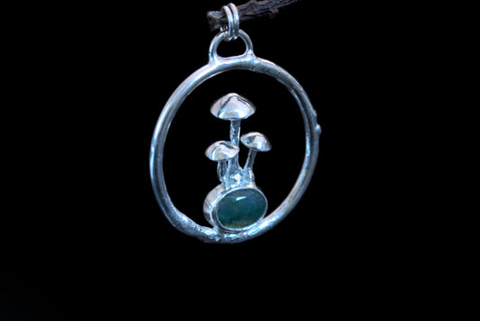 Fungi Trio Pendant - Moss Agate