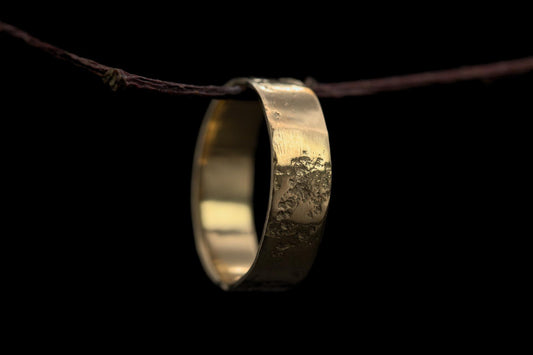 18k Gold Plated Weathered Stone Ring - Size S