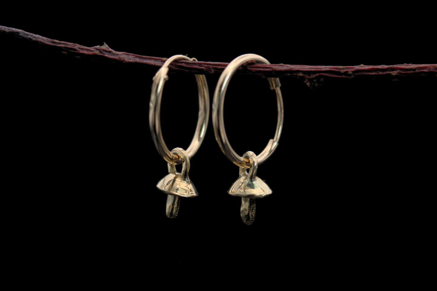 18ct Gold Tiny Fungi Earrings #1