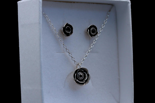 Rose Pendant & Earrings Set