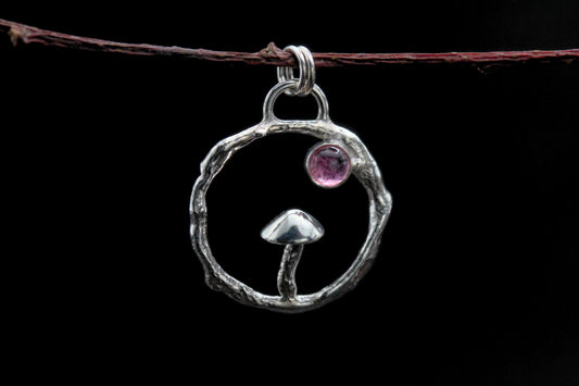 Fungi Pendant #36 - Pink Tourmaline