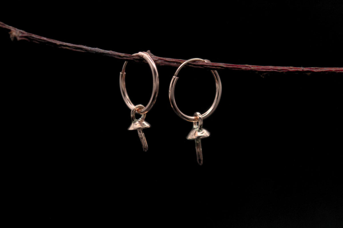 9ct Red Gold Tiny Fungi Earrings #1