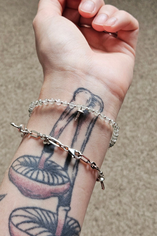 Gemstone Bracelet - Moss Quartz & Silver Fungi