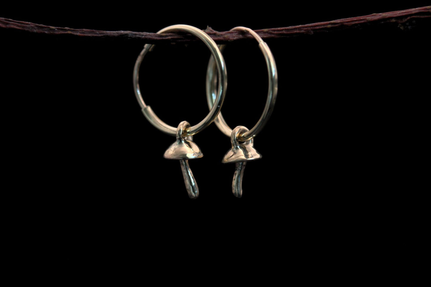 9ct Gold Tiny Fungi Earrings #3