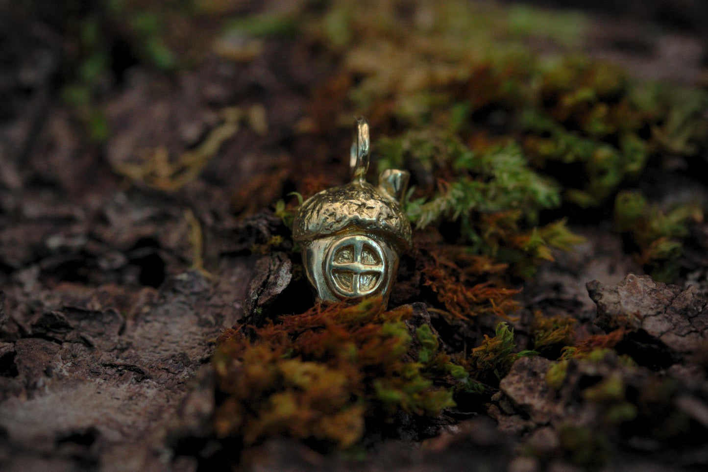Brass Secret World Acorn Pendant
