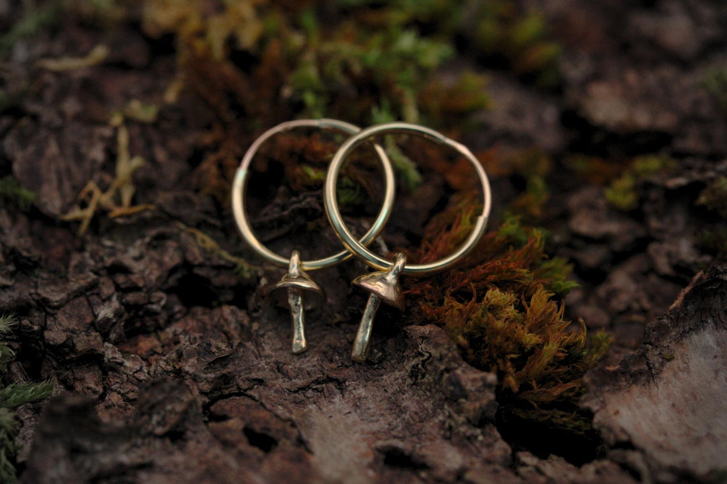 9ct Gold Tiny Fungi Earrings #3