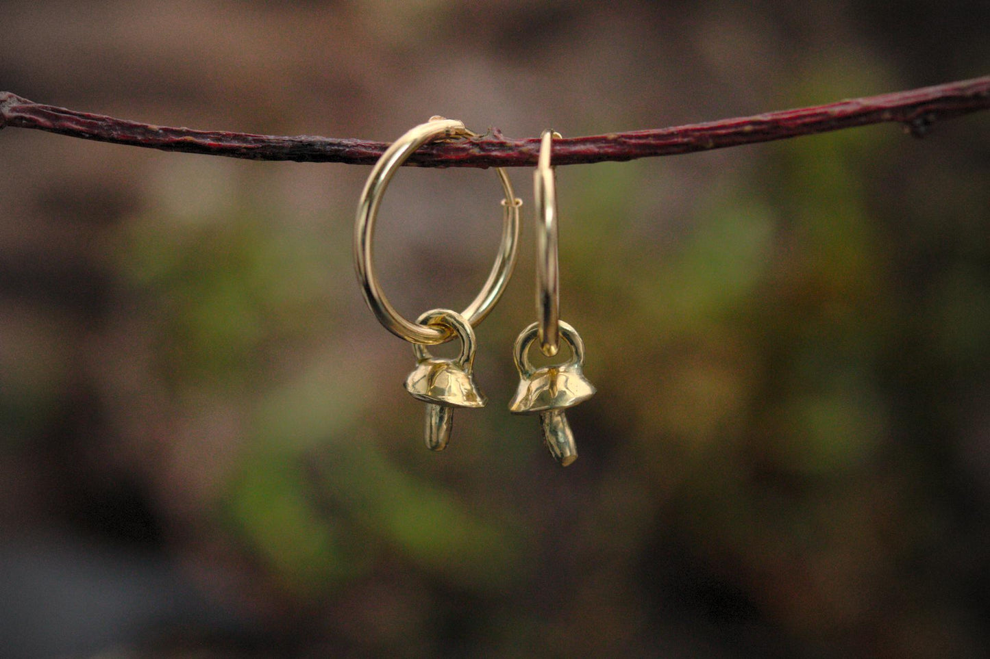 18ct Gold Tiny Fungi Earrings #1