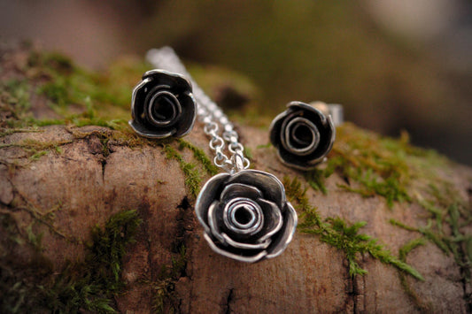 Rose Pendant & Earrings Set