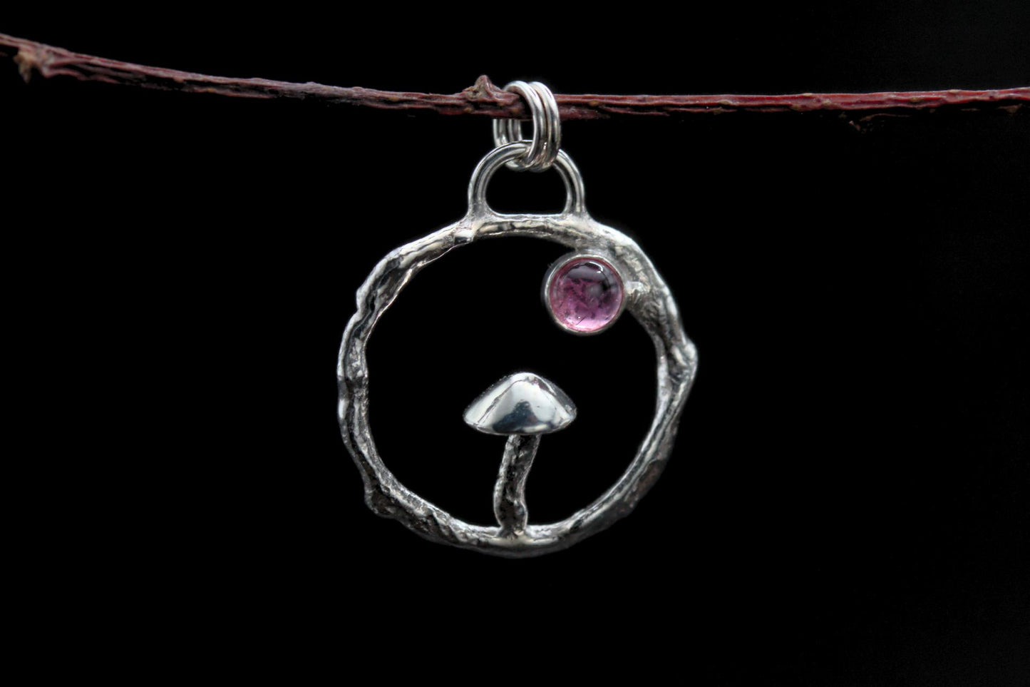 Fungi Pendant #36 - Pink Tourmaline