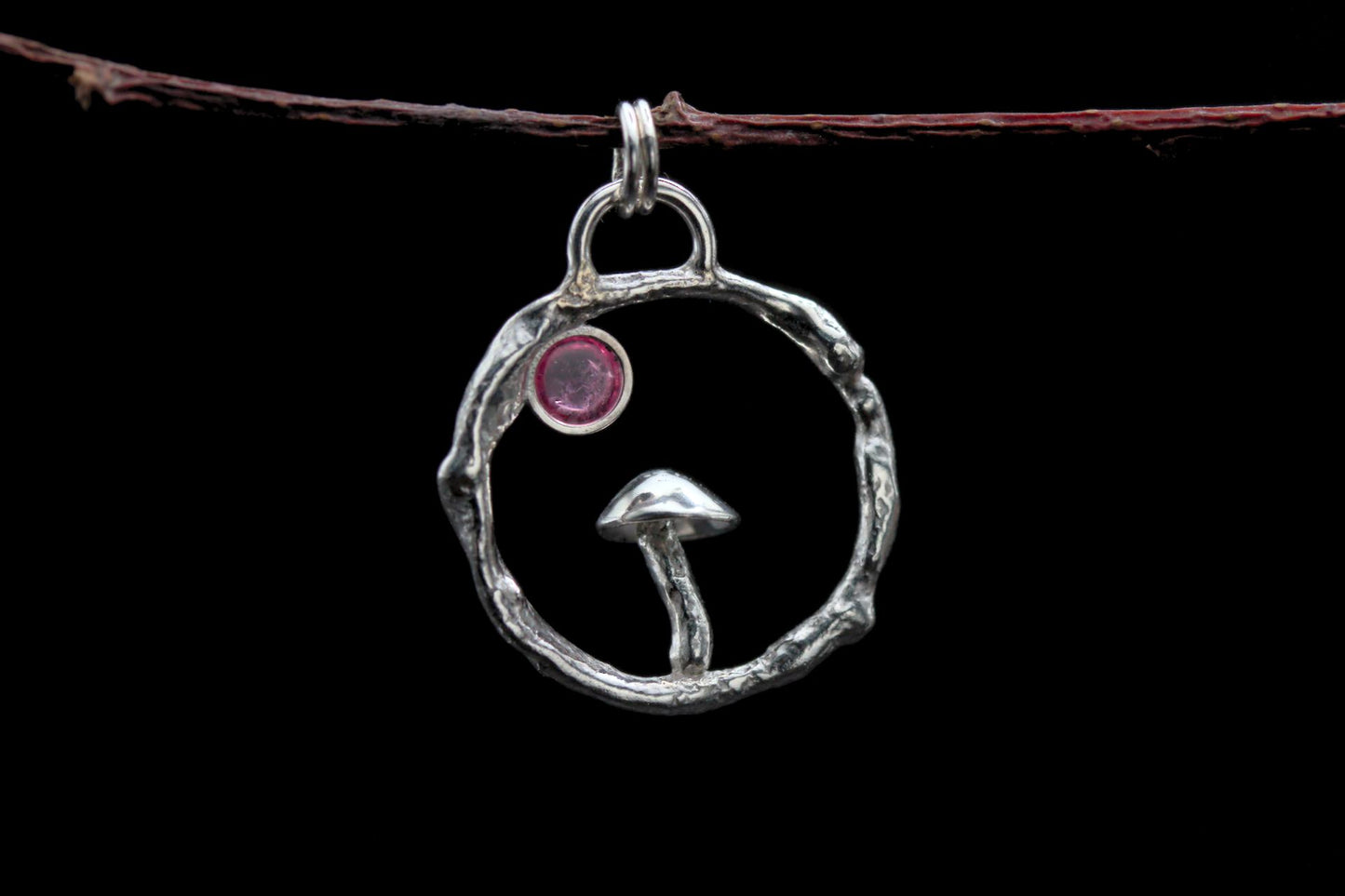 Fungi Pendant #36 - Pink Tourmaline