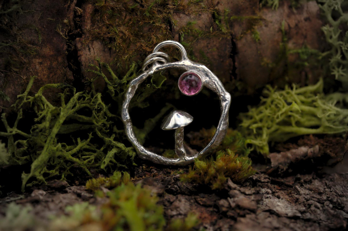 Fungi Pendant #36 - Pink Tourmaline