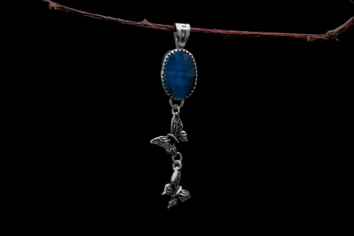 Paraiba Kyanite Moth Pendant