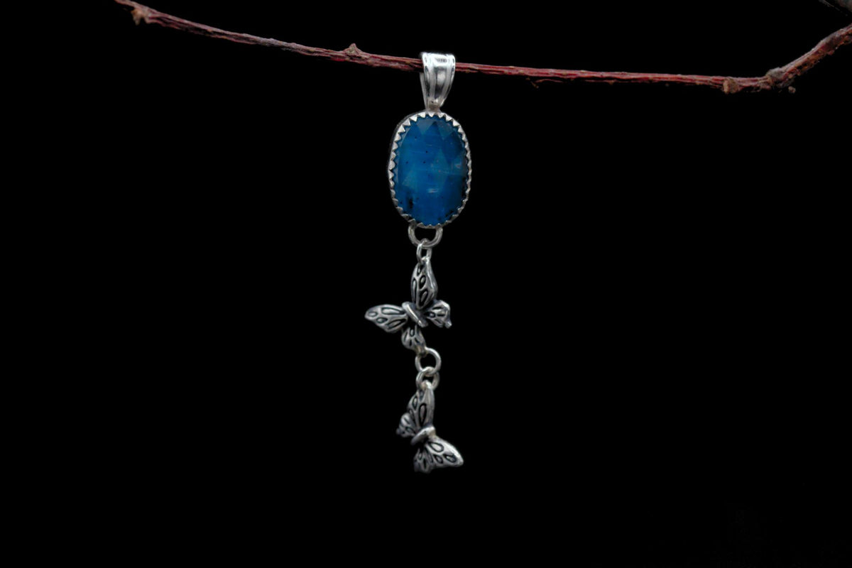 Paraiba Kyanite Moth Pendant