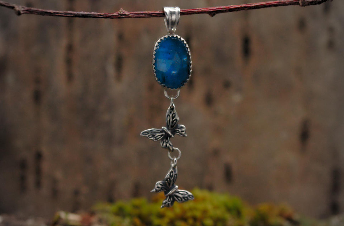 Paraiba Kyanite Moth Pendant