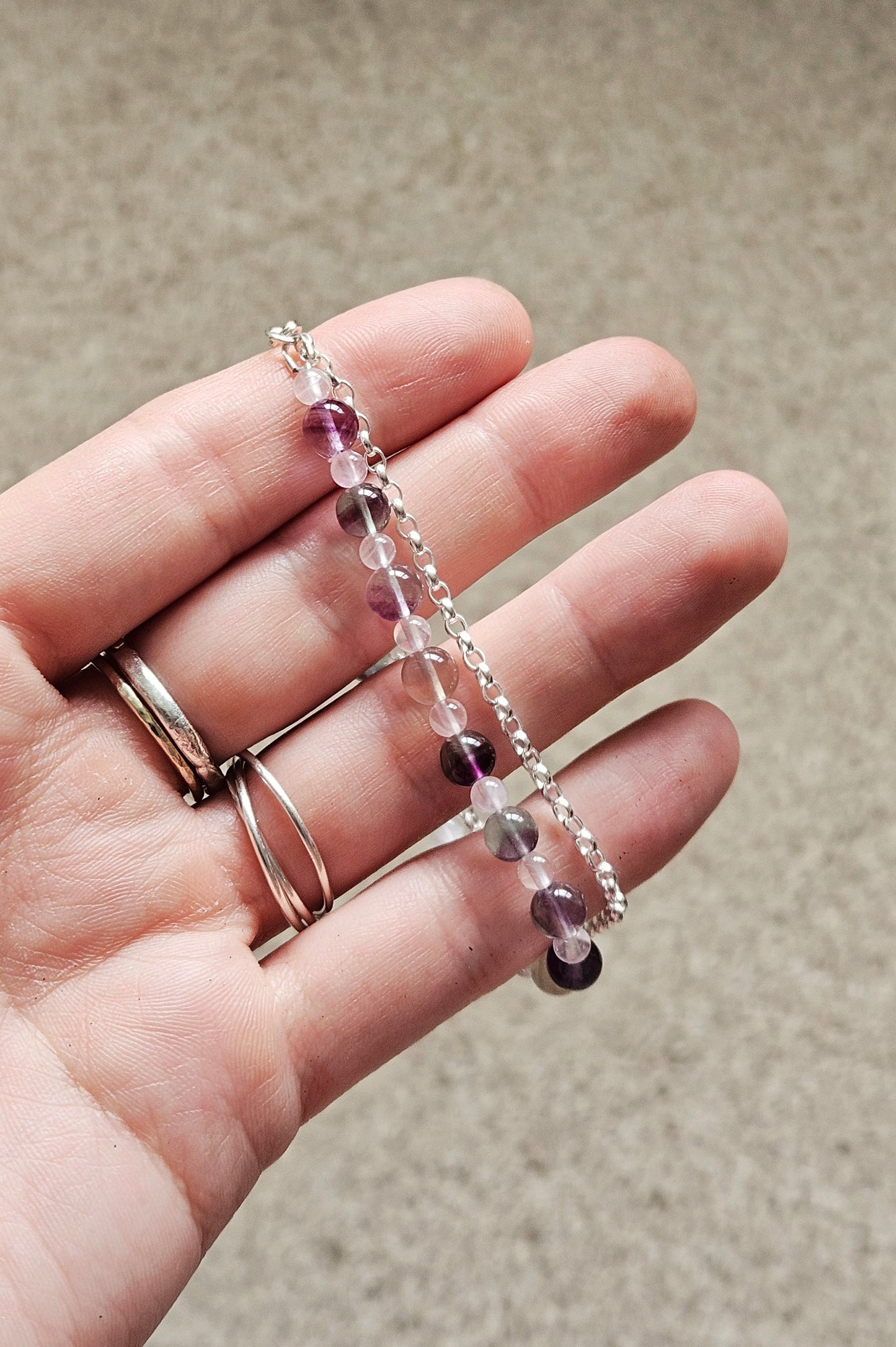 Gemstone Bracelet - Fluorite & Rose Quartz
