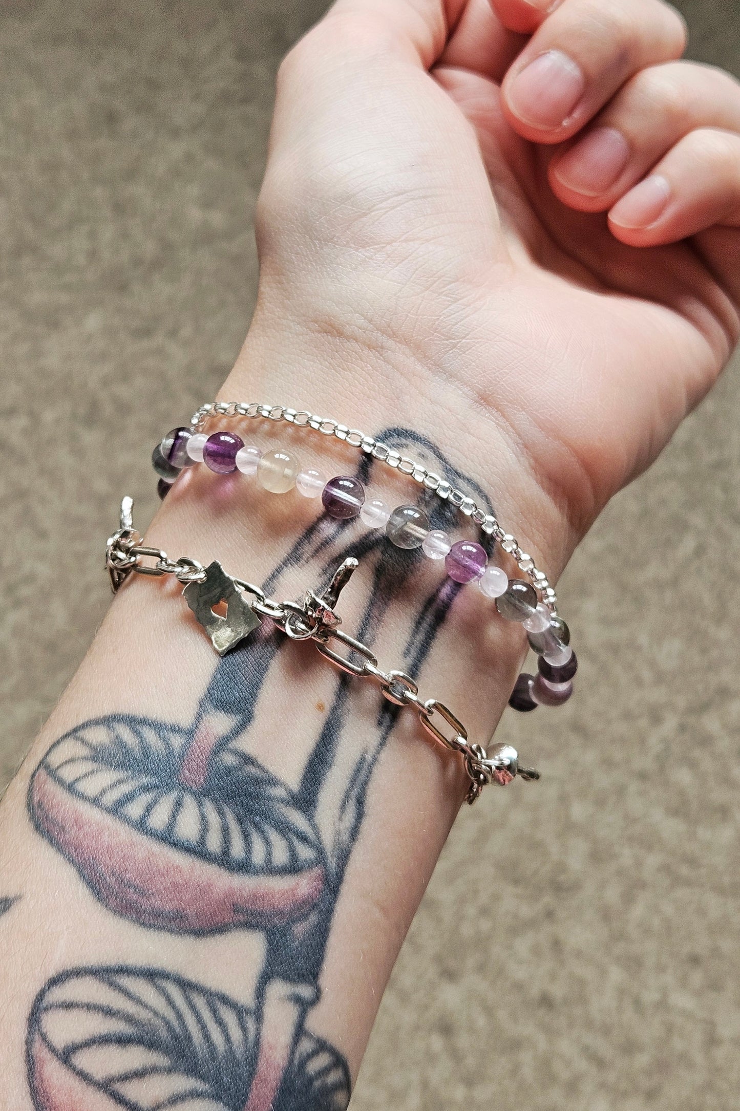 Gemstone Bracelet - Fluorite & Rose Quartz