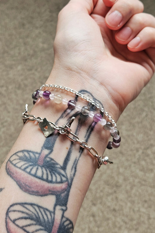 Gemstone Bracelet - Fluorite & Rose Quartz