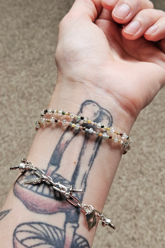Gemstone Bracelet - Agate & Moss Quartz