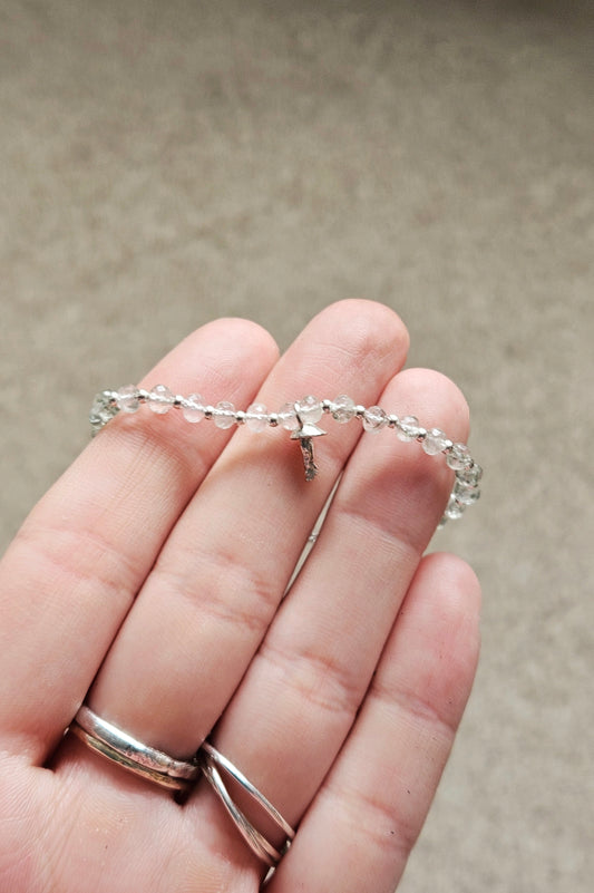 Gemstone Bracelet - Moss Quartz & Silver Fungi
